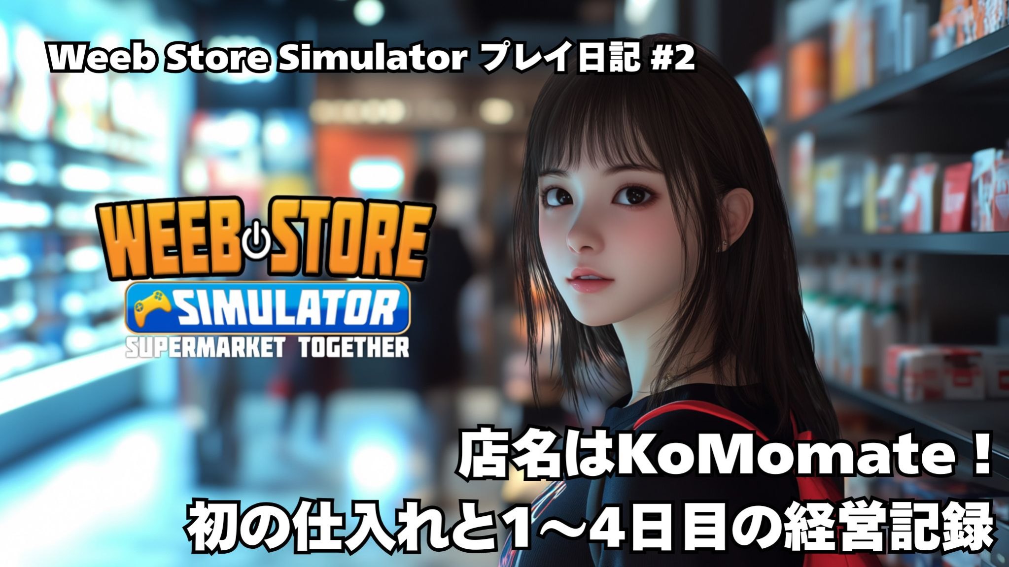 Weeb Store Simulatorプレイ日記 #2のアイキャッチ画像。KoMomateショップの店内の様子